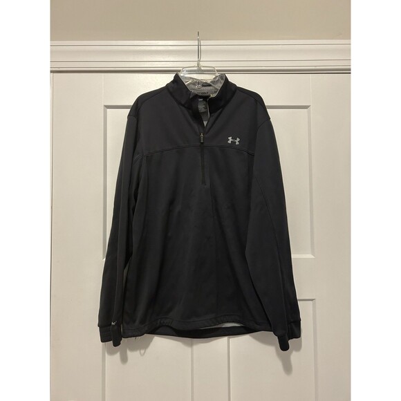 Under Armour Sweater Mens Size Medium Black 1/4 Zip Up Pullover Sweatshirt - Picture 1 of 5